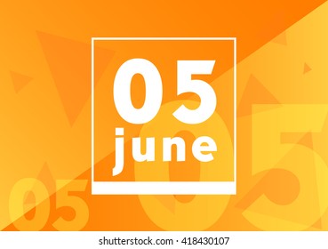 June 5 on calendar with orange vector background