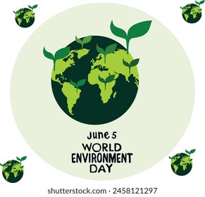 June 5 is World environment day Vector illustration. 
Good for banner, poster, greeting card, party card, invitation, template, advertising, campaign, and social media. 
