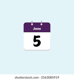 June 5th Calendar Icon: Simple Date Illustration