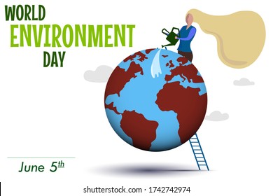 June 5th is World Environment Day, Let's Celebrate Earth's Environment and Nature with this Abstract Background Planet Concept
