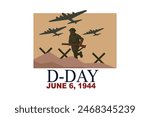 June 6, 1944. D-day, Normandy Landing vector illustration. Suitable for greeting card, poster and banner 