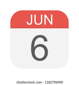 June 6 - Calendar Icon - Vector Illustration