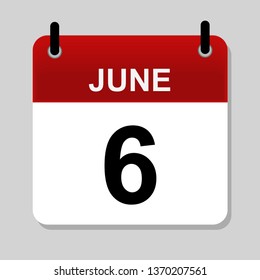 June 6 , calendar icon vector illustration