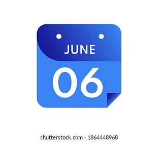 6 de junio Fecha en un calendario de un solo día en estilo plano, icono del calendario 6 de junio