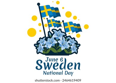 June 6, National Day. Happy Sweden National Day (Sveriges nationaldag) Vector Illustration. Suitable for greeting card, poster and banner