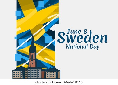 June 6, National Day. Happy Sweden National Day (Sveriges nationaldag) Vector Illustration. Suitable for greeting card, poster and banner