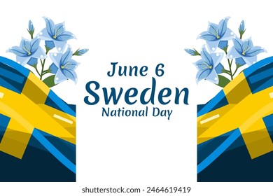 June 6, National Day. Happy Sweden National Day (Sveriges nationaldag) Vector Illustration. Suitable for greeting card, poster and banner