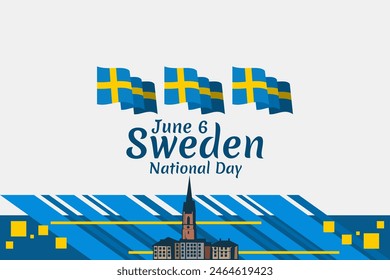 June 6, National Day. Happy Sweden National Day (Sveriges nationaldag) Vector Illustration. Suitable for greeting card, poster and banner