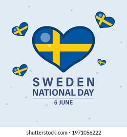 June 6, National Day Sweden. Sweden Independence Day.  Card, banner, poster, background design. Vector illustration.