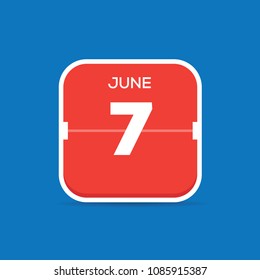 June 7 Calendar Flat Icon