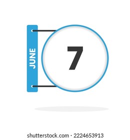 June 7 calendar icon. Date,  Month calendar icon vector illustration