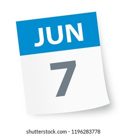 June 7 - Calendar Icon - Vector Illustration