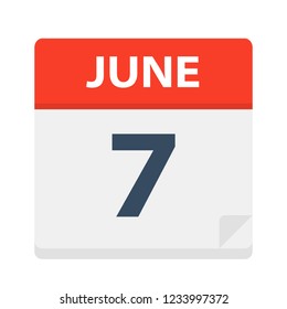 June 7 - Calendar Icon - Vector Illustration