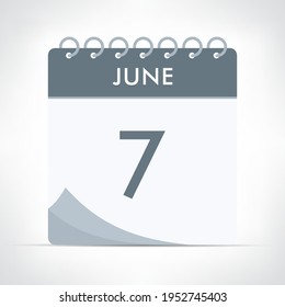 7. Juni - Kalendersymbol - Vektorgrafik. Graukalender.