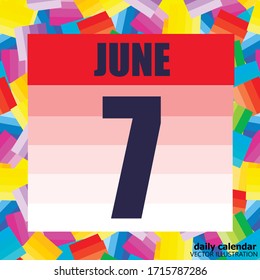 June 7 icon. For planning important day. Banner for holidays and special days. Seventh june vector illustration.