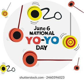 June 7 is National yo-yo day Vector illustration. 
Good for banner, poster, greeting card, party card, invitation, template, advertising, campaign, and social media. 
