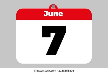 June, 7. White and red calendar.