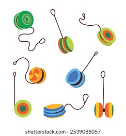 June 7th is National Yo-Yo Day Vector illustration of children's toys from the 90s. Suitable for banner, poster, greeting card, invitation, template, advertisement, campaign and social media.