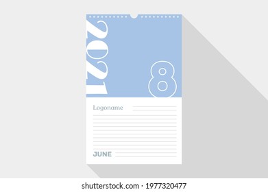June 8 Calendar 2021 on notebook paper white and green background with your logo