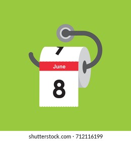 June 8. Calendar icon. Flat design. Vector illustration