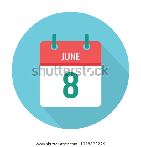 June 8 calendar icon flat. World Oceans Day, the Republic of Karelia, social worker in Russia, Petersburg cats, Feast of the Sacred Heart of Jesus