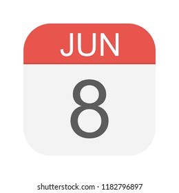 June 8 - Calendar Icon - Vector Illustration