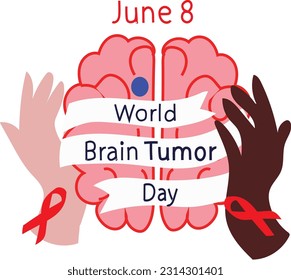 June 8 is World Brain Tumor Day Vector illustration.