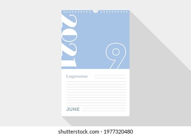 June 9 Calendar 2021 on notebook paper white and green background with your logo