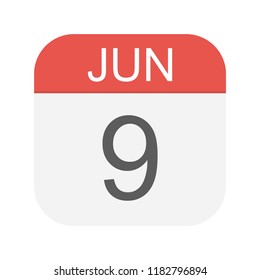 June 9 - Calendar Icon - Vector Illustration
