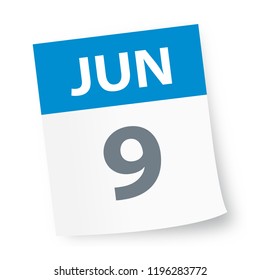 June 9 - Calendar Icon - Vector Illustration