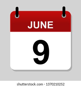 June 9 , calendar icon vector illustration