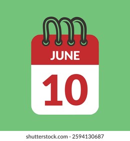 June 9 Calendar icon vector illustration.