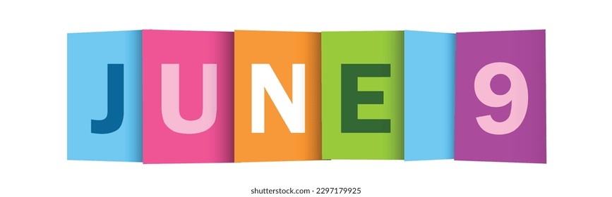JUNE 9 colorful vector typography banner