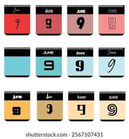 June 9th Calendar Designs: A Collection of Typographic Variations