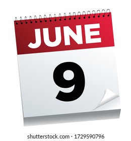 9 de junio en una página del calendario - ilustrado.