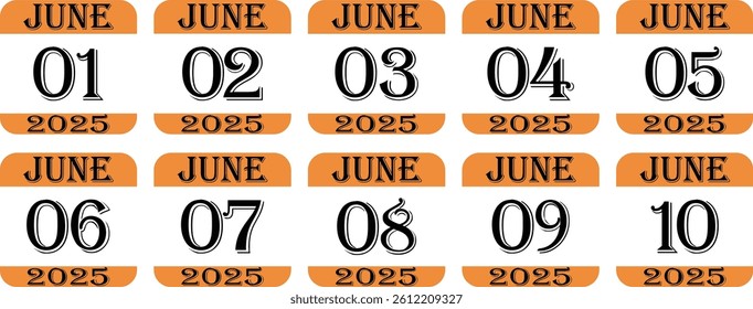 June calendar 2025 icon set.Calendar Event schedule date.calendar date icon on white background.Agenda plan, june month schedule calendar and Time planner.Meeting appointment time.
