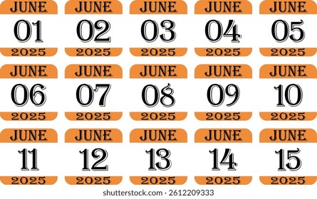 June calendar 2025 icon set.Calendar Event schedule date.calendar date icon on white background.Agenda plan, june month schedule calendar and Time planner.Meeting appointment time.
