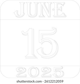 June calendar 2025 line art icon .Calendar Event schedule date.calendar date icon on white background.Agenda plan, june month schedule calendar and Time planner.Meeting appointment time.
