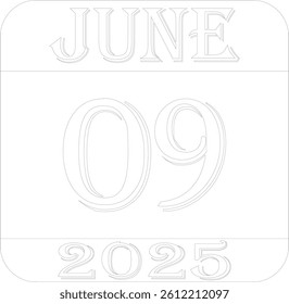 June calendar 2025 line art icon .Calendar Event schedule date.calendar date icon on white background.Agenda plan, june month schedule calendar and Time planner.Meeting appointment time.