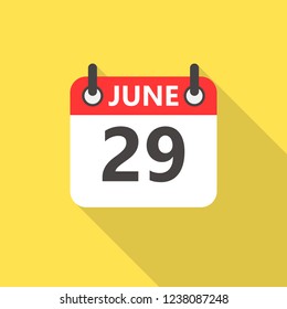 june calendar flat style icon with long shadow.