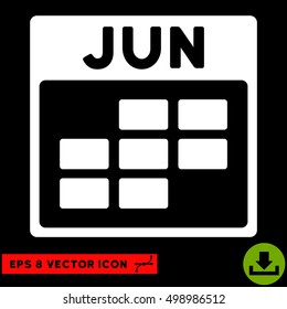 June Calendar Grid icon. Vector EPS illustration style is flat iconic symbol, white color.