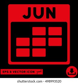 June Calendar Grid icon. Vector EPS illustration style is flat iconic symbol, red color.