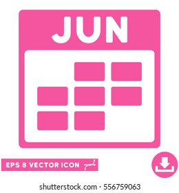 June Calendar Grid icon. Vector EPS illustration style is flat iconic symbol, pink color.