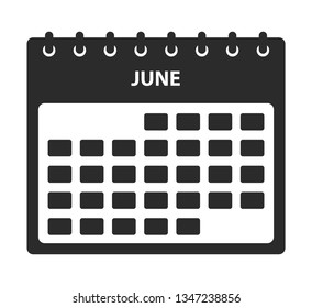 June Calendar Icon. Flat style vector EPS.