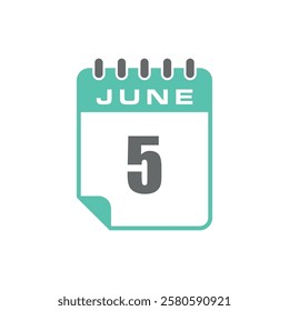 June Calendar Icon Vector Template