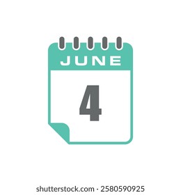 June Calendar Icon Vector Template