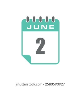 June Calendar Icon Vector Template