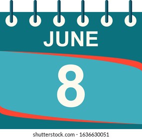 June calendar per day / vector/ 8 June