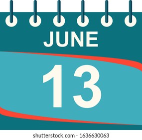 June calendar per day / vector/ 13 June