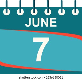 June calendar per day / vector/ 7 June